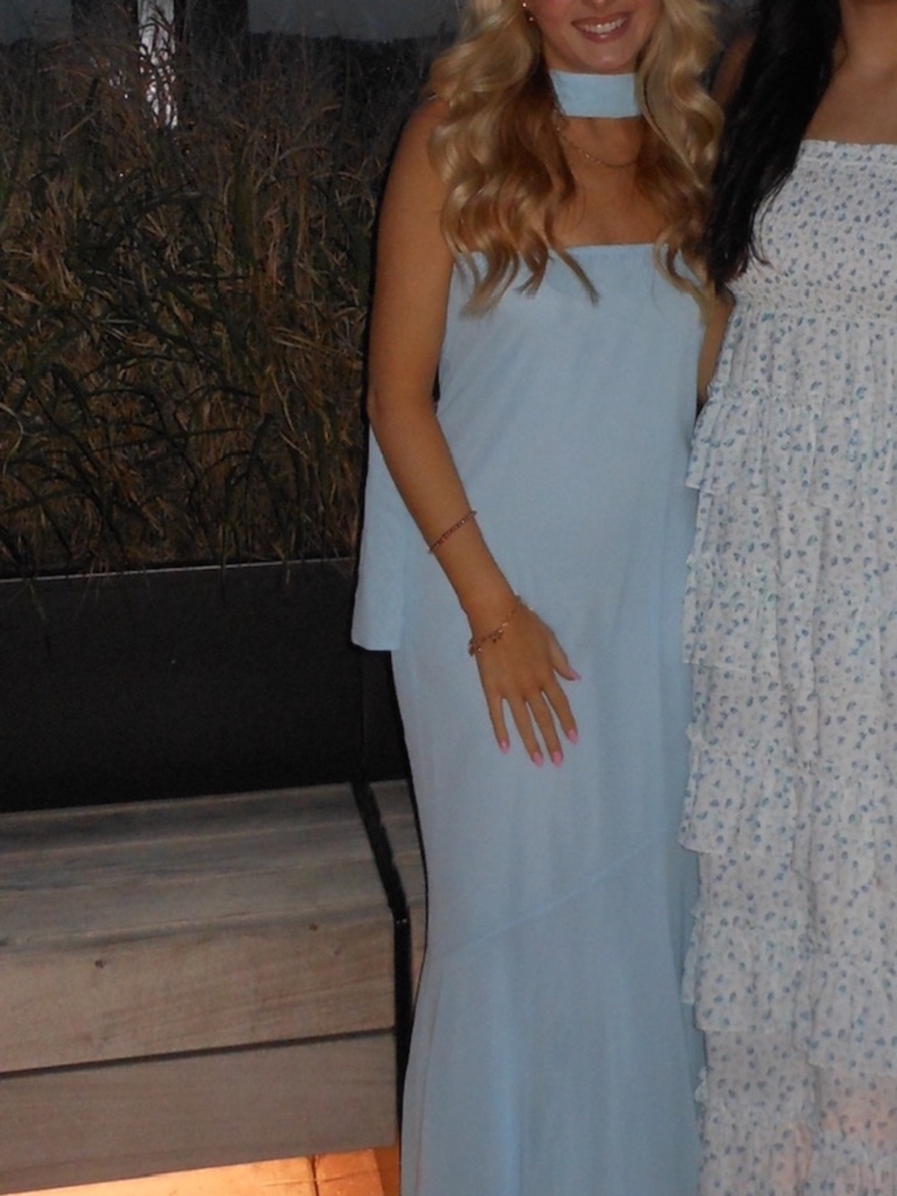 Light Blue Chiffon Maxi Dress with Scarf